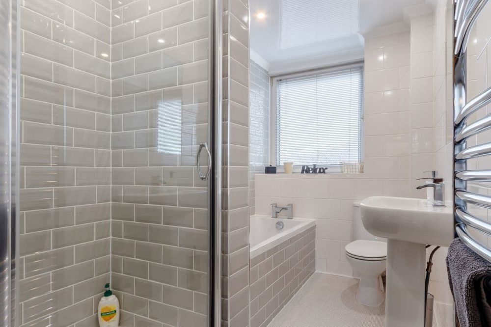Newly refurbished bathroom with separate shower